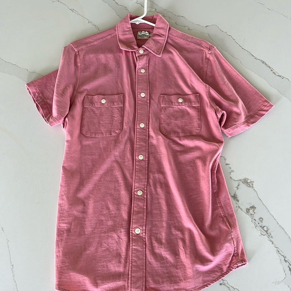 Faherty medium polo button down faded red/pink